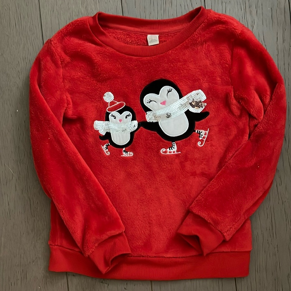 Christmas-Red Iceskating Penguins Sweater
